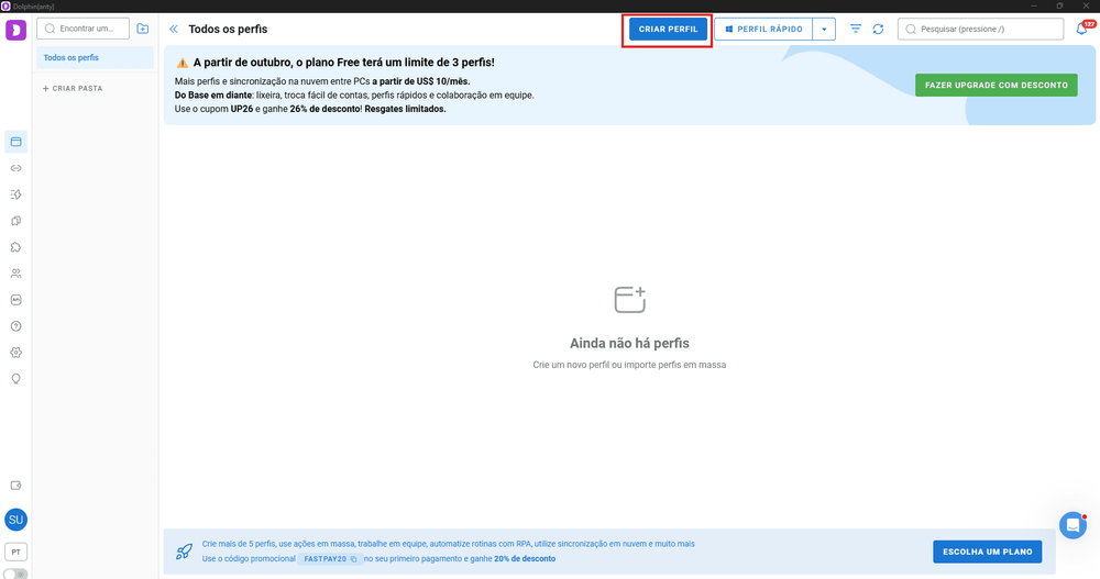 Dolphin crianção de perfil com proxy dedicado